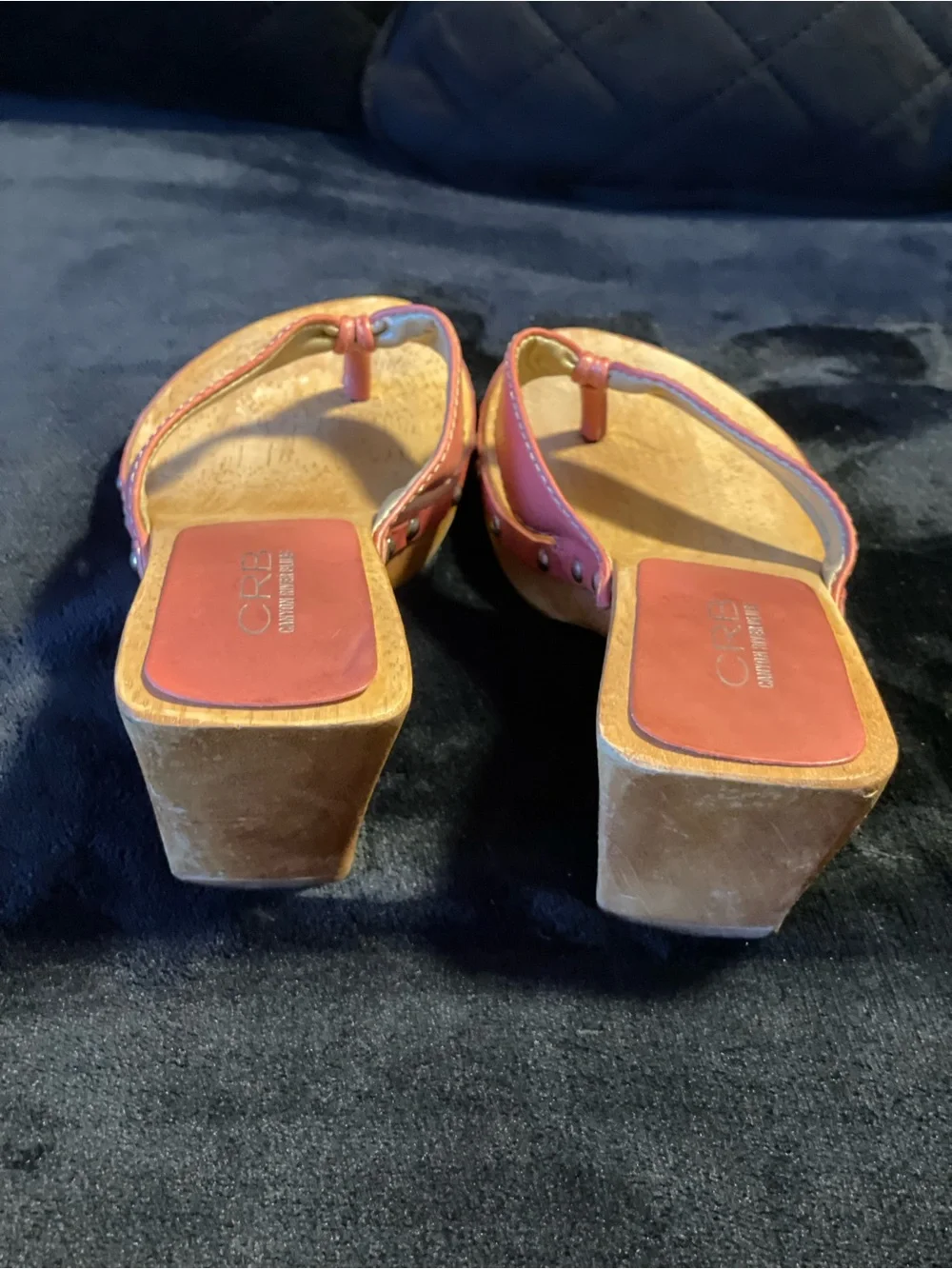 CRB Canyon River Blues-Made in Brazil 🇧🇷 Women Pink Leather Studded Wood Sandals